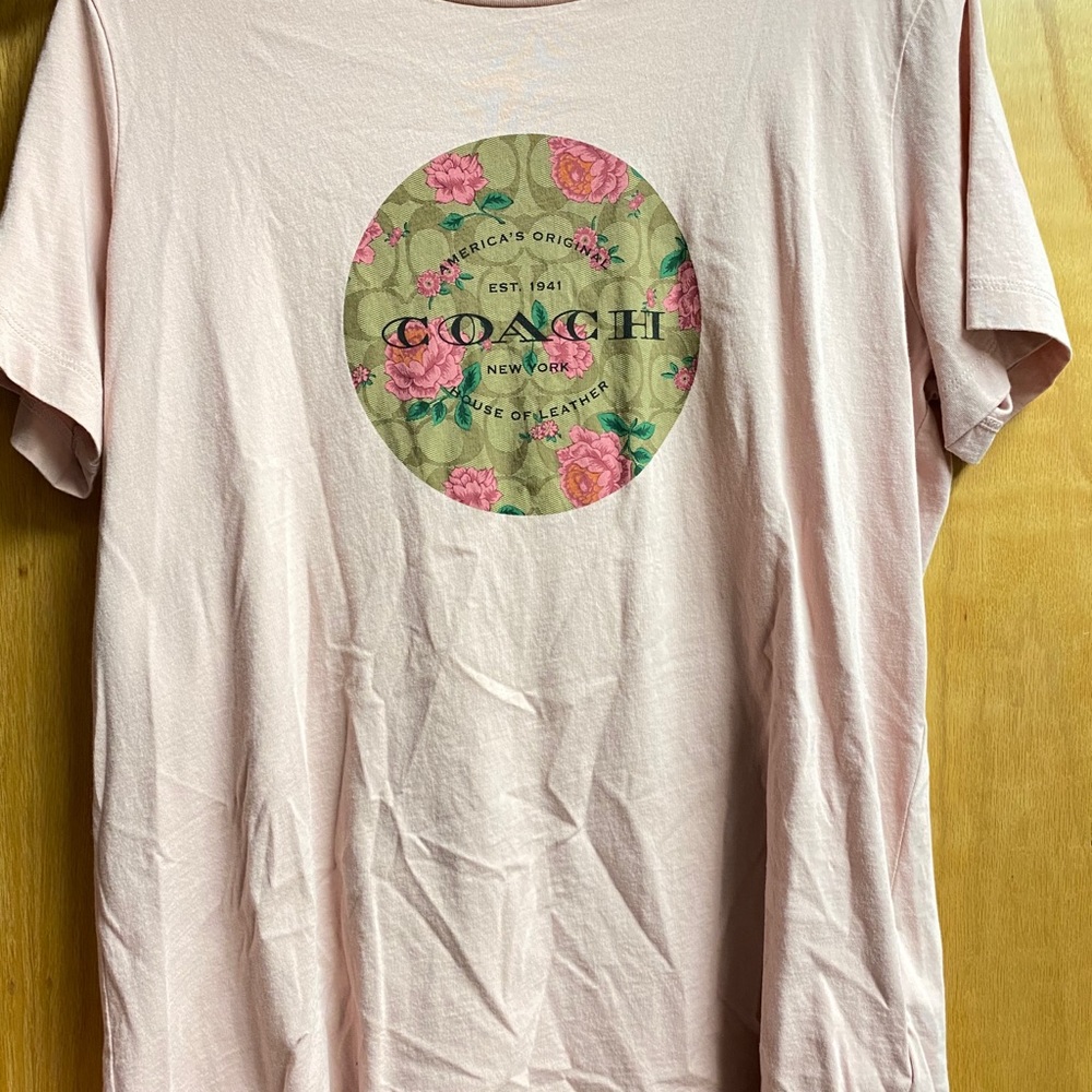 Coach Pink And Brown Floral Shirt Size M Women’s ✨